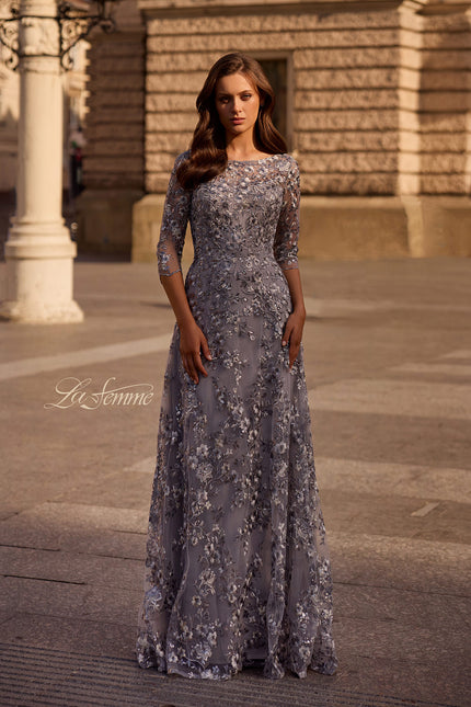 Picture of: Lace Gown with Full Skirt and Sheer Lace Sleeves, Style: 29903, Main Picture