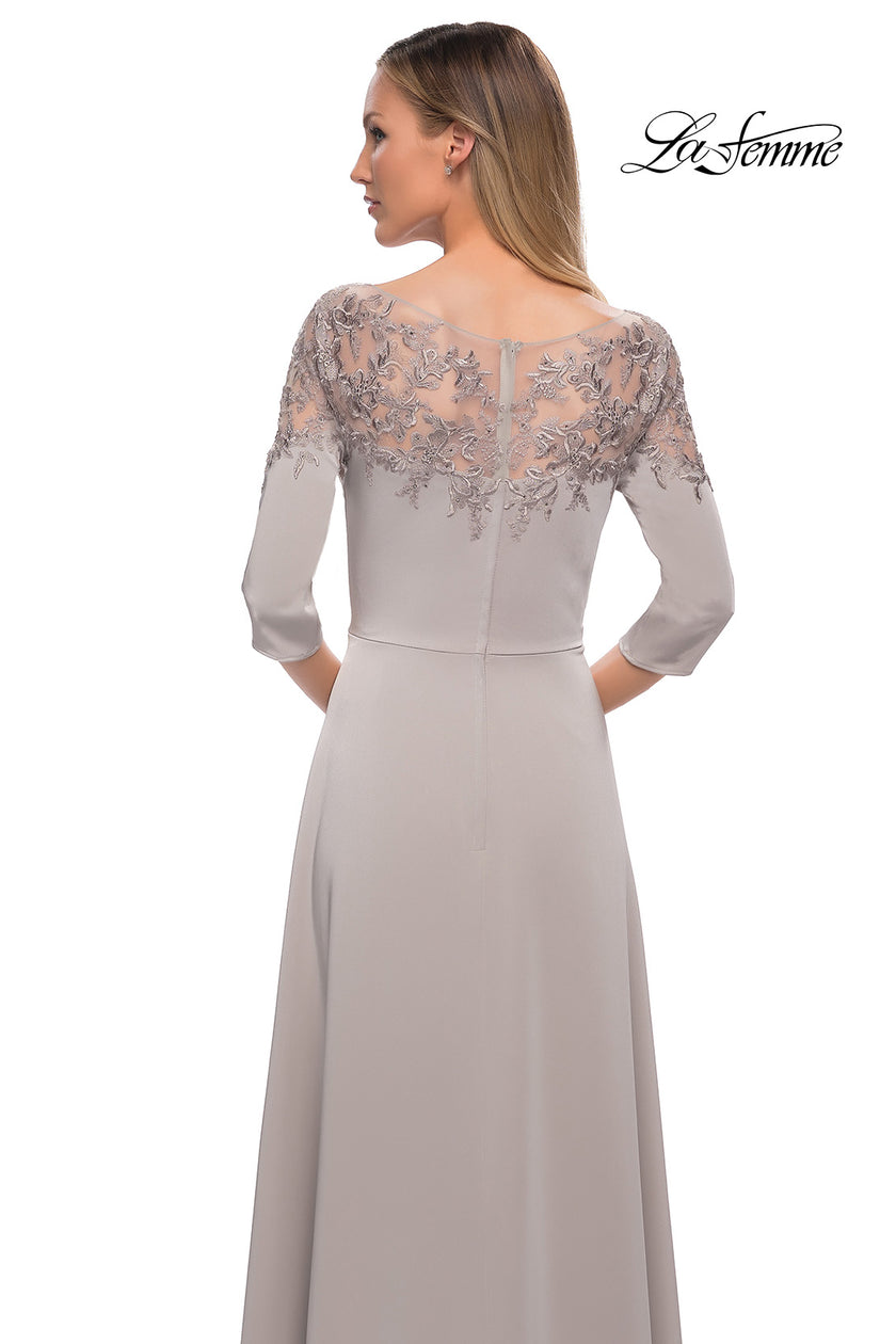Picture of: Jersey Mother of the Bride Gown with Lace Neckline, Style: 29227, Detail Picture 8