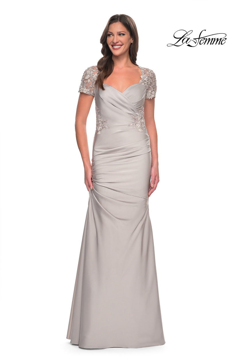 Picture of: Satin Evening Dress with Lace and Scoop Neckline, Style: 27989, Detail Picture 9