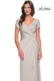 Picture of: Elegant Evening Gown with V Neck and Knot in Silver, Style: 29926, Detail Picture 11