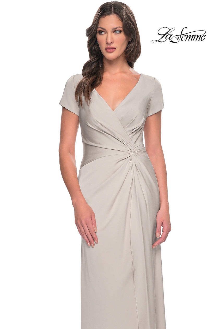 Picture of: Elegant Evening Gown with V Neck and Knot in Silver, Style: 29926, Detail Picture 11