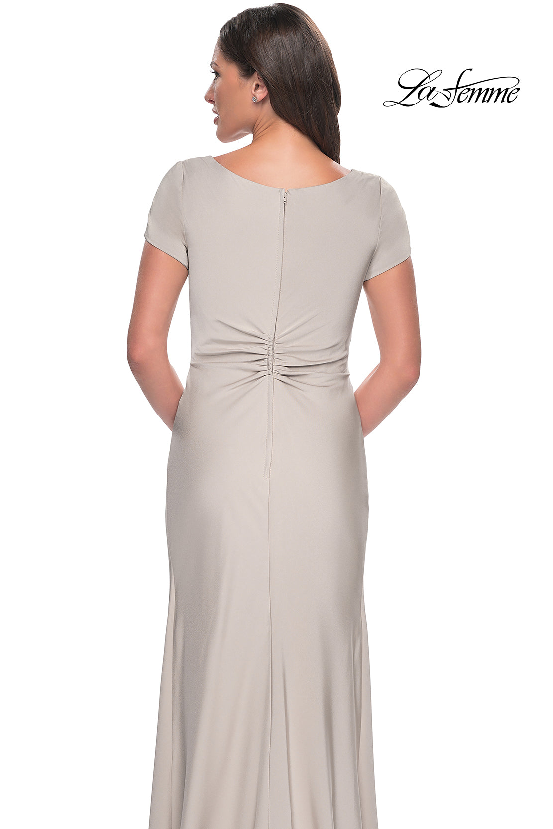 Picture of: Elegant Evening Gown with V Neck and Knot in Silver, Style: 29926, Detail Picture 12