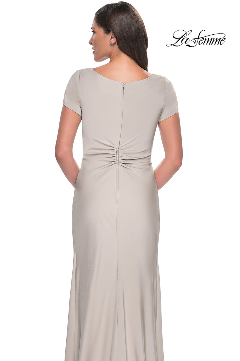 Picture of: Elegant Evening Gown with V Neck and Knot in Silver, Style: 29926, Detail Picture 12