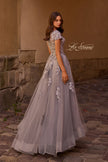 Picture of: Long Tulle Gown with Intricate Lace Detailing, Style: 26907, Back Picture
