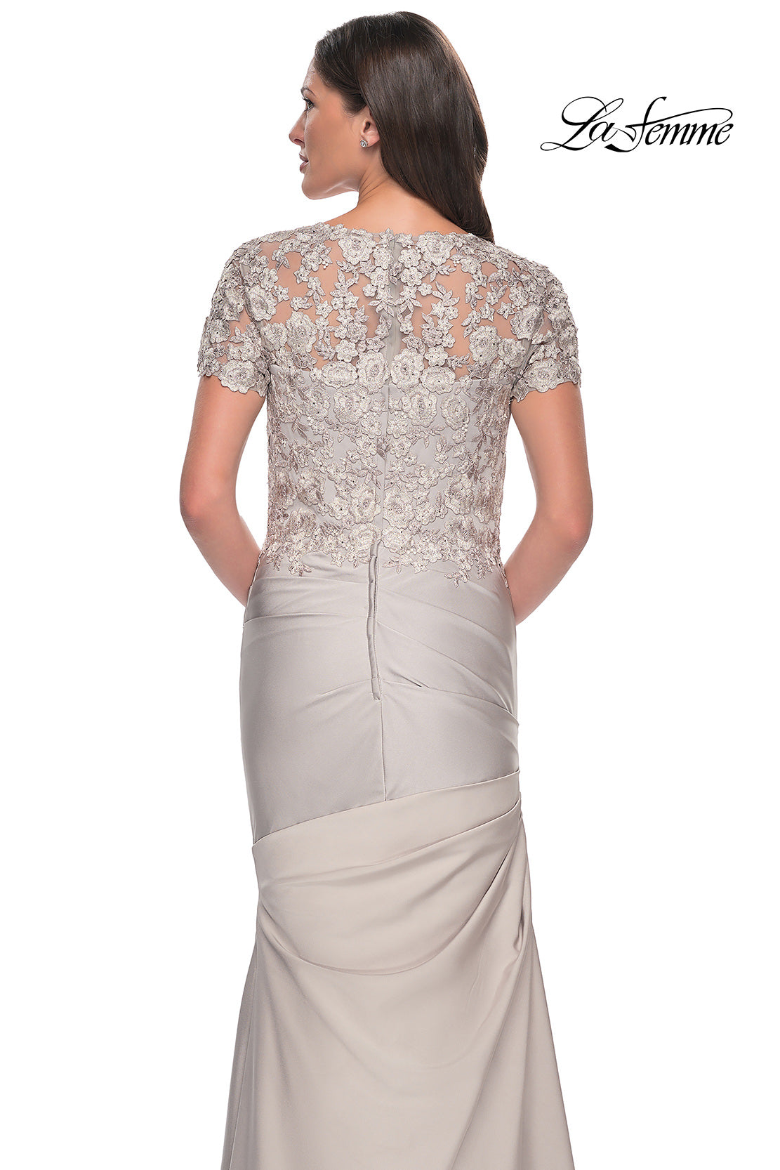 Picture of: Satin Evening Dress with Lace and Scoop Neckline, Style: 27989, Detail Picture 20