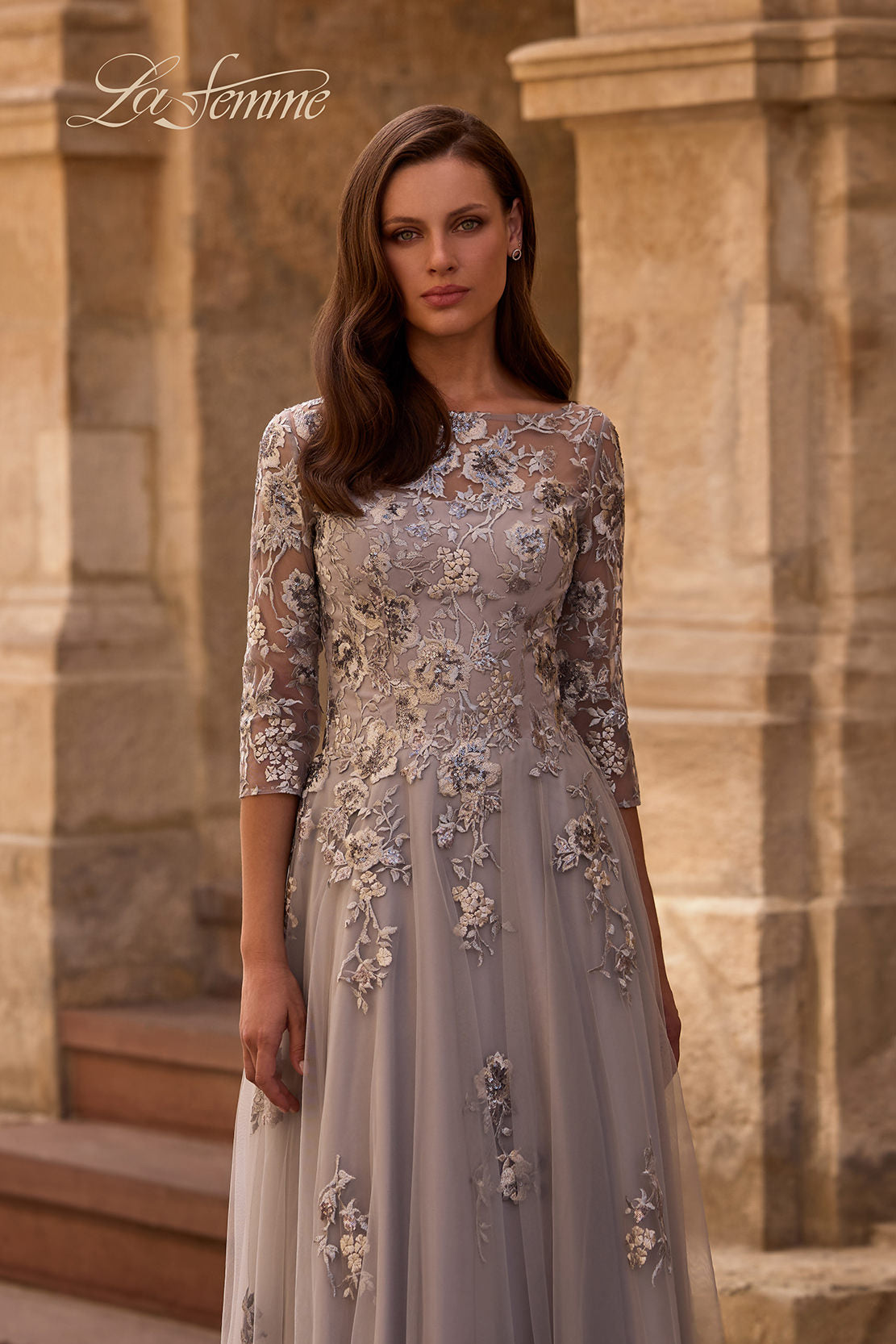 Picture of: A Line Tulle and Lace Gown with Boat Neckline, Style: 29825, Detail Picture 1