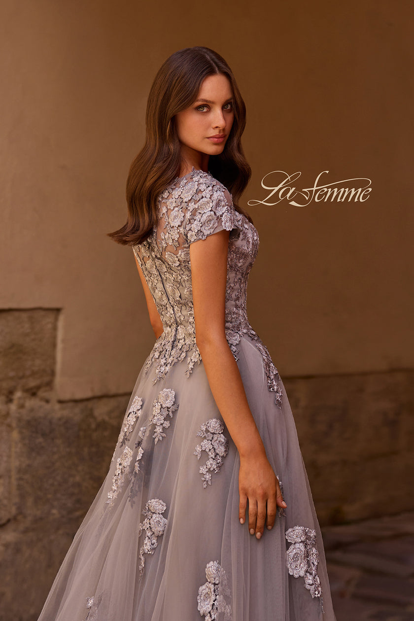 Picture of: Long Tulle Gown with Intricate Lace Detailing, Style: 26907, Detail Picture 2