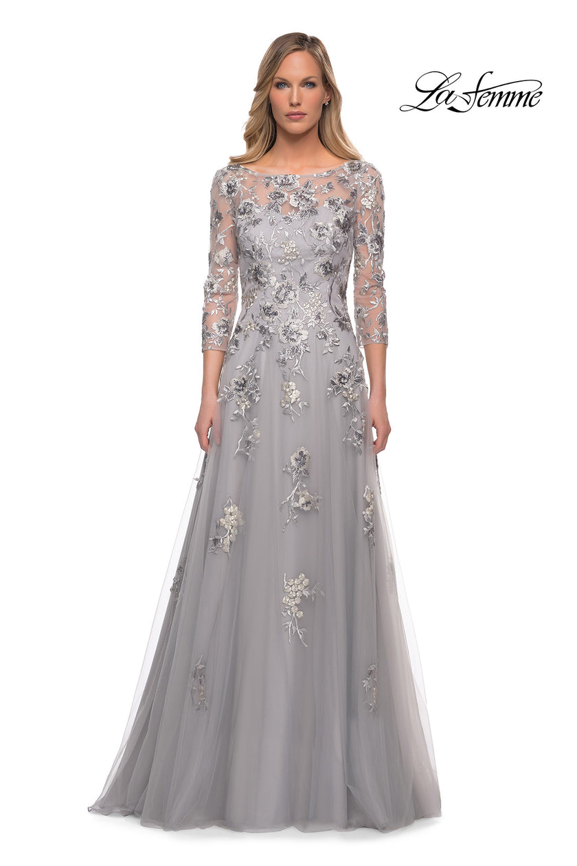Picture of: A Line Tulle and Lace Gown with Boat Neckline, Style: 29825, Detail Picture 3