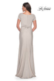 Picture of: Elegant Evening Gown with V Neck and Knot in Silver, Style: 29926, Detail Picture 4