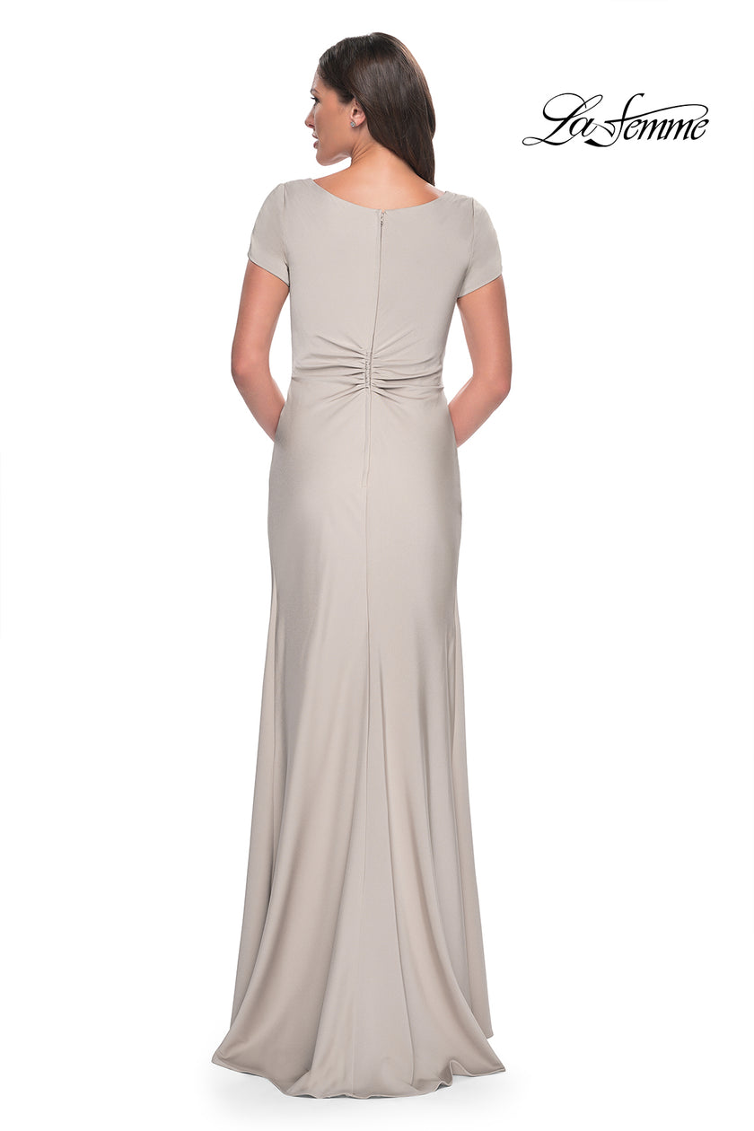 Picture of: Elegant Evening Gown with V Neck and Knot in Silver, Style: 29926, Detail Picture 4