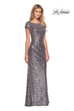 Picture of: Fully Sequined Long Dress with Short Sleeves in Silver, Style: 27079, Main Picture