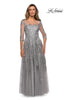 Picture of: A-line Evening Gown with Floral Embellishments in Silver, Style: 27944, Main Picture