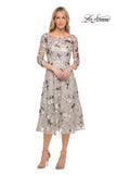 Picture of: Tea Length Lace and Sequin Embellished Dress in Silver, Style: 29988, Main Picture