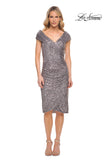 Picture of: Off the Shoulder Sequin Short Evening Dress with Ruching in Silver, Style: 30323, Main Picture
