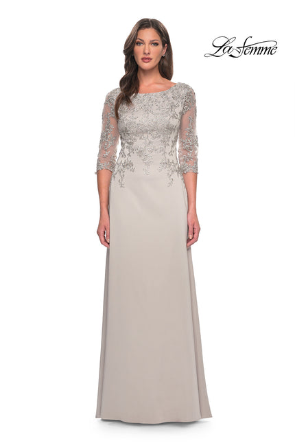 Picture of: Jersey Gown with Boat Neckline and Lace Detailing, Style: 29251, Detail Picture 3