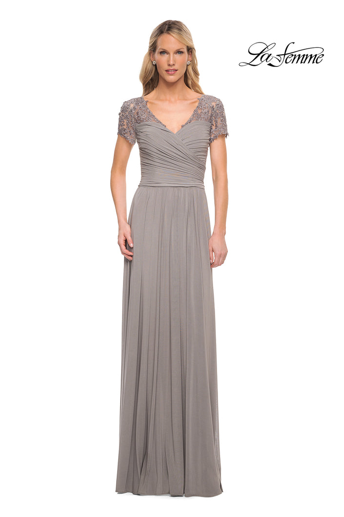 Picture of: Jersey Long Evening Dress with Short Lace Sleeves, Style: 29772, Detail Picture 5