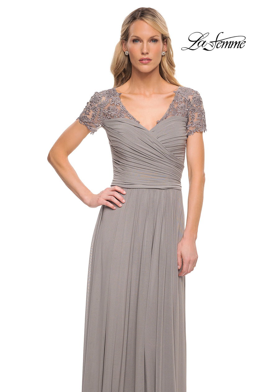 Picture of: Jersey Long Evening Dress with Short Lace Sleeves, Style: 29772, Detail Picture 6