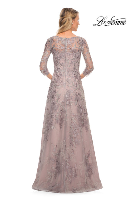 Picture of: Lace Mother of the Bride Dress with Full Skirt in Silver, Style: 30078, Back Picture