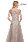 Picture of: Beaded Lace A-line Gown with Short Sleeves in Silver, Style: 30239, Detail Picture 2