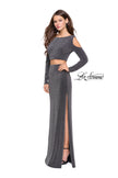 Picture of: Two Piece Cold Shoulder Prom Dress with Side Skirt Slit in Silver, Style: 25256, Main Picture