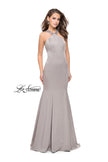 Picture of: Halter Mermaid Prom Dress with Metallic Beading in Silver, Style: 25763, Main Picture