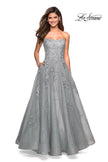 Picture of: Strapless Sweetheart Ball Gown with Lace Details in Silver, Style: 27493, Main Picture