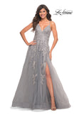 Picture of: Tulle Prom Dress with Lace Detail in Silver in Silver, Style: 30810, Main Picture