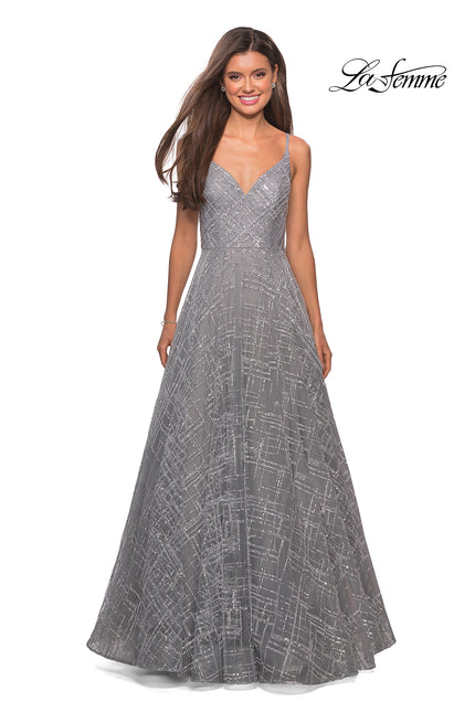 Picture of: Unique Sequin Prom Gown with Sweetheart Neckline in Silver, Style: 27199, Detail Picture 8