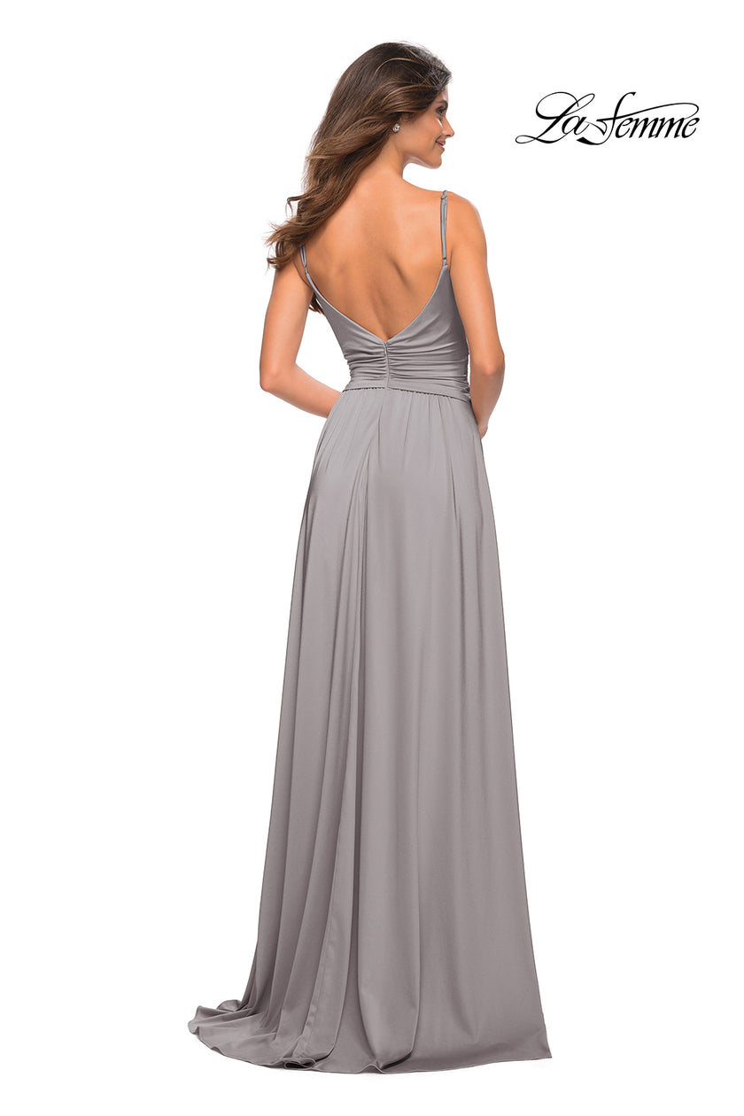Picture of: Elegant Criss-Cross Ruched Bodice Jersey Dress in Silver, Style: 30571, Detail Picture 11