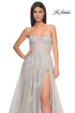 Picture of: Gorgeous Lace A-Line Dress with Rhinestone Lace Details in Silver, Style: 32111, Detail Picture 13