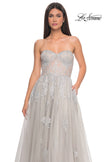 Picture of: Gorgeous Lace A-Line Dress with Rhinestone Lace Details in Silver, Style: 32111, Detail Picture 14