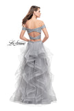 Picture of: Off the Shoulder A-line Gown with Ruffle Tulle Skirt in Silver, Style: 26169, Back Picture
