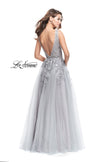 Picture of: A-line Tulle Prom Dress with Floral Lace Applique in Silver, Style: 26353, Back Picture
