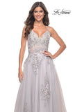 Picture of: A-Line Tulle Prom Dress with Scattered Lace Applique in Silver, Style: 31939, Detail Picture 18