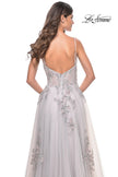 Picture of: A-Line Tulle Prom Dress with Scattered Lace Applique in Silver, Style: 31939, Detail Picture 19