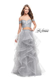 Picture of: Off the Shoulder A-line Gown with Ruffle Tulle Skirt in Silver, Style: 26169, Detail Picture 1