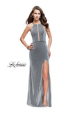 Picture of: Sparkling Jersey Prom Dress with High Neck and Slit in Silver, Style: 25769, Detail Picture 2