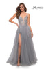 Picture of: Tulle A Line Gown with Lace Rhinestone Bodice in Silver, Style 29686, Detail Picture 2