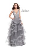 Picture of: Beaded Bodice Ball Gown with Tulle Skirt in Silver, Style: 26223, Detail Picture 3