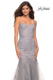 Picture of: Mermaid Strapless Elegant Lace and Tulle Gown in Silver, Detail Picture 3