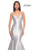 Picture of: Satin Mermaid Prom Gown with Corset Top in Silver, Style: 32269, Detail Picture 7