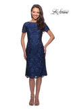 Picture of: Lace Short Dress with Short Sleeves and Rhinestones in Slate Blue, Style: 25633, Main Picture