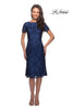 Picture of: Lace Short Dress with Short Sleeves and Rhinestones in Slate Blue, Style: 25633, Main Picture