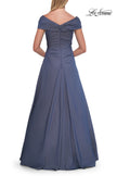 Picture of: Off-the-Shoulder Stretch Taffeta A-Line Gown in Slate Blue, Style: 33446, Detail Picture 14