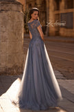 Picture of: Tulle A Line Gown with Lace Applique and V Neck, Style: 29380, Back Picture