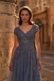 Picture of: Tulle A Line Gown with Lace Applique and V Neck, Style: 29380, Detail Picture 1