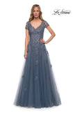 Picture of: Tulle A Line Gown with Lace Applique and V Neck, Style: 29380, Detail Picture 5