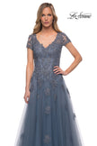 Picture of: Tulle A Line Gown with Lace Applique and V Neck, Style: 29380, Detail Picture 7