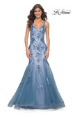 Picture of: Mermaid Two Tone Prom Dress with Sequin Lace Beaded Applique in Slate Blue, Style: 32192, Main Picture