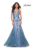 Picture of: Mermaid Two Tone Prom Dress with Sequin Lace Beaded Applique in Slate Blue, Style: 32192, Detail Picture 3